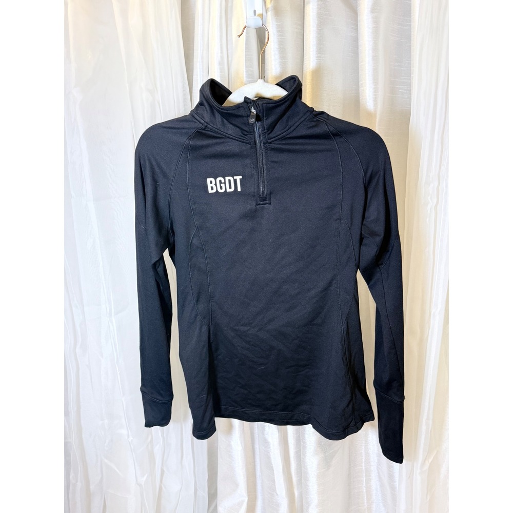 Alo Yoga Quarter Zip Pullover Womens Small Black Gold Dance Team BGDT Top